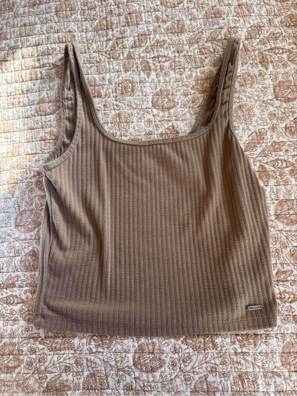 Hollister Ribbed Scoop Neck Tank Top - Taupe